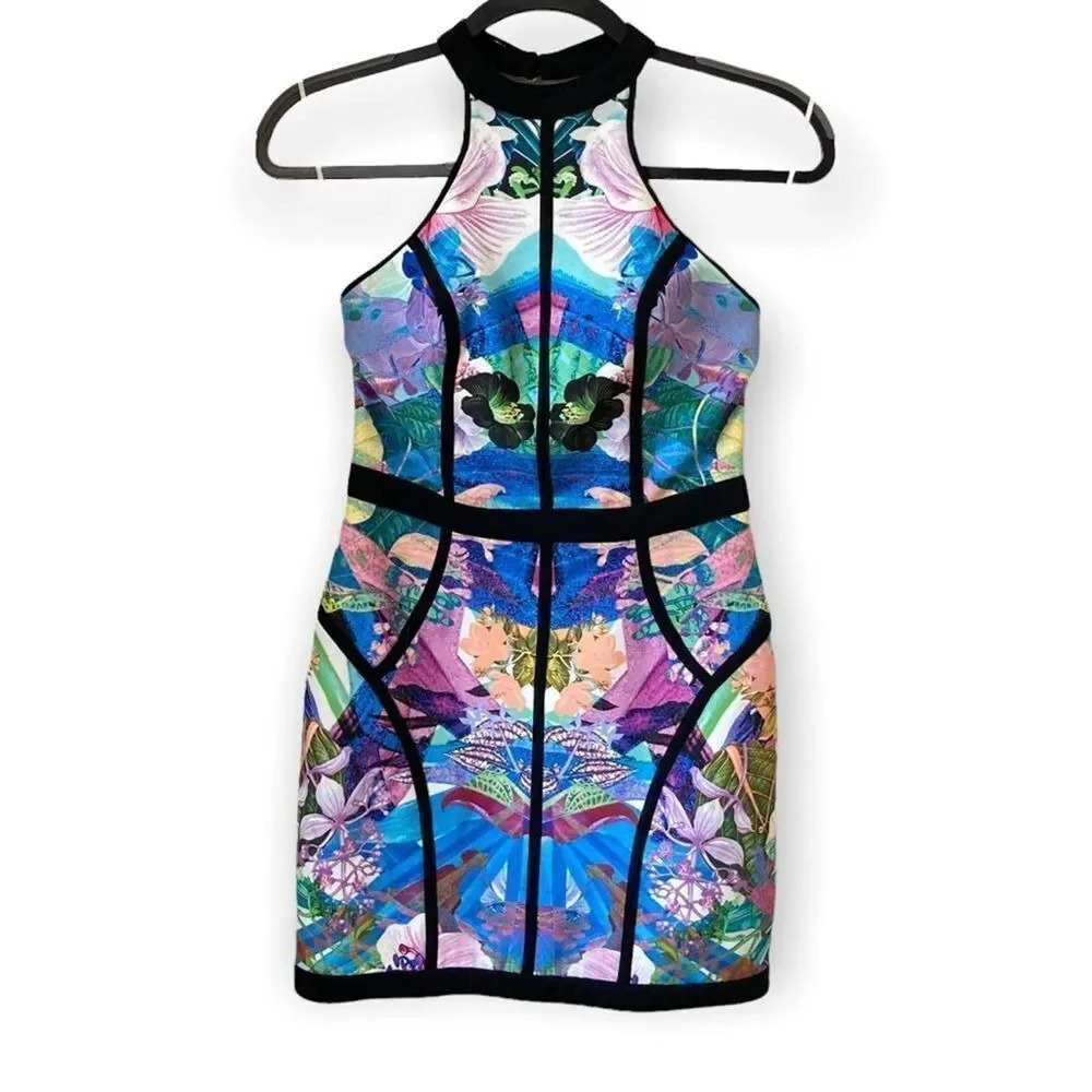 FINDERS KEEPERS Winter Birds Dress Hibiscus Print and Black Size XS - Picture 4 of 15